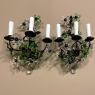 Pair Antique Italian Hand-Made Crystal & Brass Wall Sconces