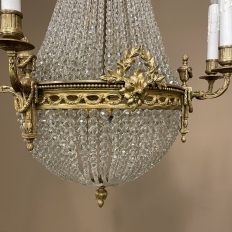 Antique French Louis XVI Sack of Pearls Crystal & Bronze Chandelier