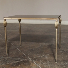 Mid-Century French Smoked Glass Brass Nesting Tables