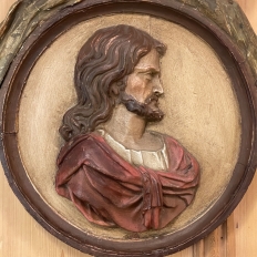 Pair of 18th Century Italian Carved Wood and Painted Religious Cameos