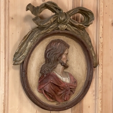 Pair of 18th Century Italian Carved Wood and Painted Religious Cameos