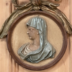 Pair of 18th Century Italian Carved Wood and Painted Religious Cameos