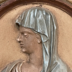 Pair of 18th Century Italian Carved Wood and Painted Religious Cameos