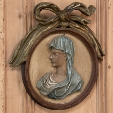 Pair of 18th Century Italian Carved Wood and Painted Religious Cameos