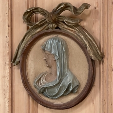 Pair of 18th Century Italian Carved Wood and Painted Religious Cameos