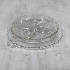Antique Pressed Glass Crudite Server with Matching Platter