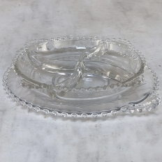 Antique Pressed Glass Crudite Server with Matching Platter