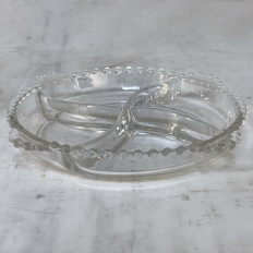 Antique Pressed Glass Crudite Server with Matching Platter