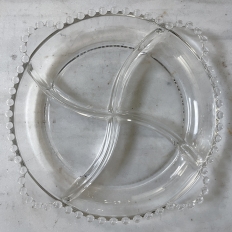 Antique Pressed Glass Crudite Server with Matching Platter