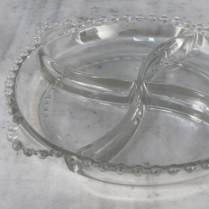 Antique Pressed Glass Crudite Server with Matching Platter
