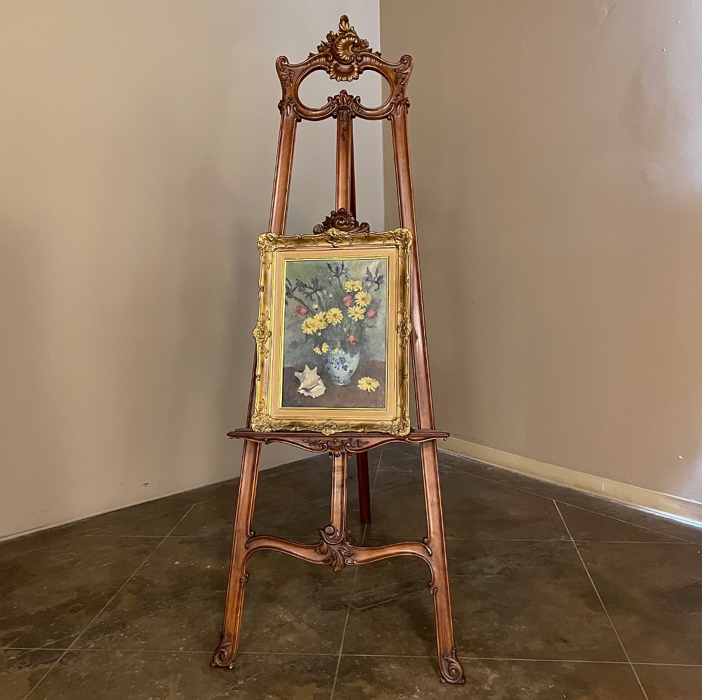 Artists Easel Picture Stand French Wooden Walnut Paintings Stand