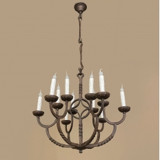 19th Century Country French Wrought Iron Chandelier