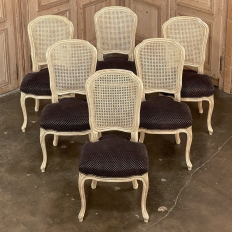Set of 6 Antique French Louis XV Painted Dining Chairs