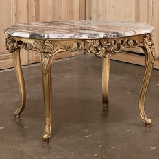 Antique Italian Giltwood Marble Top Coffee Table ~ End Table