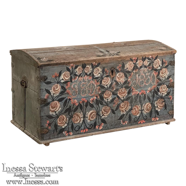 Early 19th Century Swedish Painted Trunk dated 1830