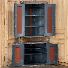 18th Century Swedish Painted Two-Tiered Corner Cabinet