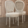 Set of 6 Antique French Louis XVI Painted Dining Chairs with Cane Backs