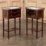 Pair Antique French Directoire Mahogany Marble Top Nightstands