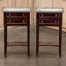 Pair Antique French Directoire Mahogany Marble Top Nightstands