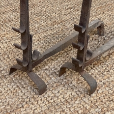 Pair 18th Century Wrought Iron Andirons