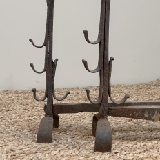 Pair 18th Century Wrought Iron Andirons