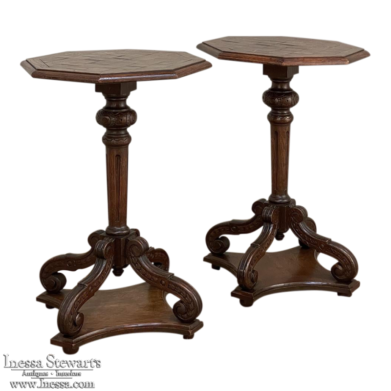 Pair French Napoleon III Octagonal Lamp Tables