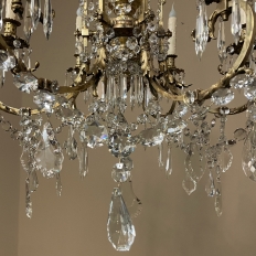 Antique French Louis XIV Bronze & Crystal Chandelier