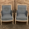 Pair Antique French Louis XVI Painted Bergeres ~ Armchairs