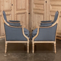 Pair Antique French Louis XVI Painted Bergeres ~ Armchairs