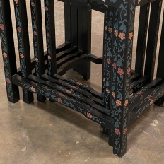 Set of Mid-Century Chinese Black Lacquer and Enamel Nesting Tables