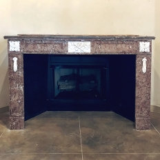 Antique 19th Century Napolion III Period French Rouge and Carrara Marble Fireplace Mantel