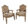 Pair 19th Century French Louis XIV Gilded Armchairs