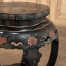 Mid-Century Chinese Hand-Painted Black Lacquer Lamp Table