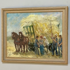 Vintage Framed Oil Painting on Panel by Dieudonne Damoiseaux (1918-2000)