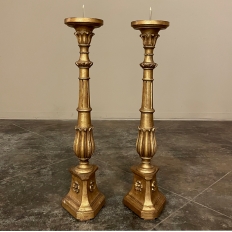 Pair 19th Century Giltwood Candlestick Table Lamps