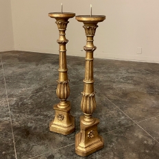 Pair 19th Century Giltwood Candlestick Table Lamps