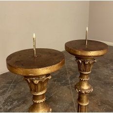 Pair 19th Century Giltwood Candlestick Table Lamps