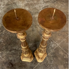 Pair 19th Century Giltwood Candlestick Table Lamps