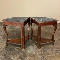 Pair 19th Century French Faux Marble Top Corner Consoles