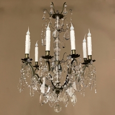 Antique French Brass & Crystal Chandelier