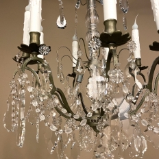 Antique French Brass & Crystal Chandelier
