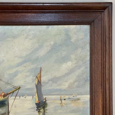 Antique Framed Oil Painting on Canvas by E. Halleux dated 1940