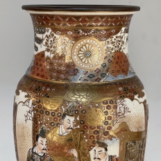 Pair 19th Century Satsuma Vases with Bronze Bases