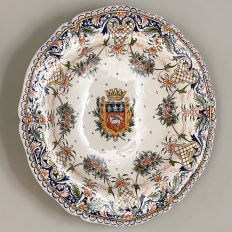 Antique Hand-Painted Charger from Rouen