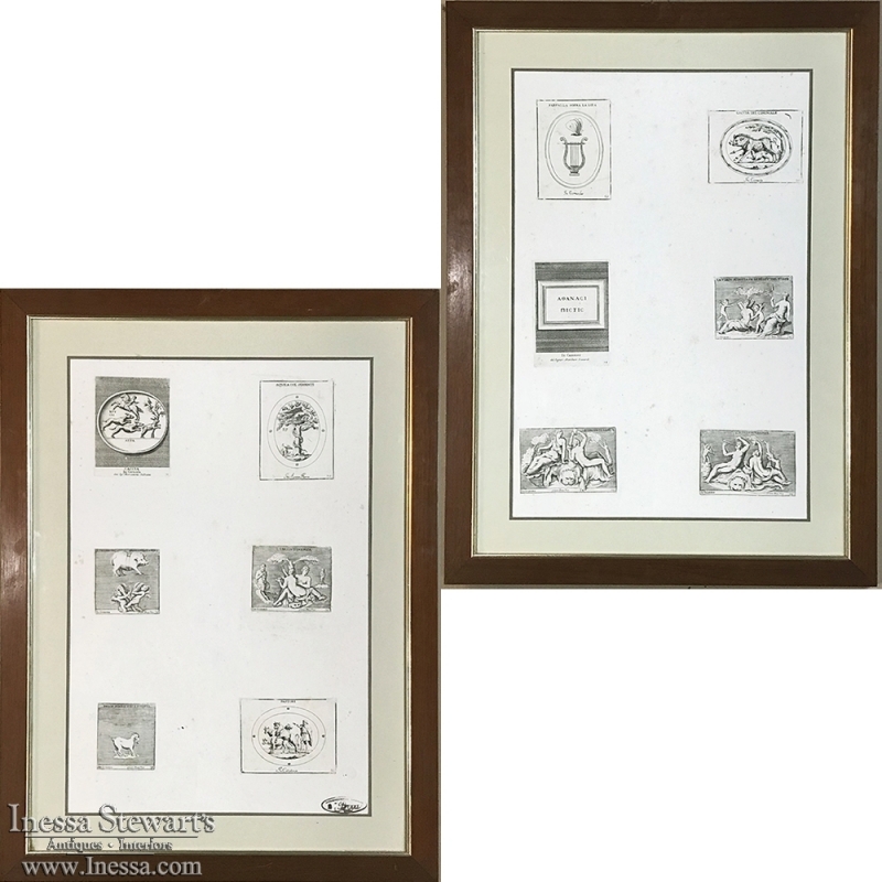 Pair 19th Century French Neoclassical Framed Engravings