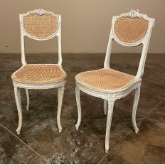 Pair 19th Century French Louis XVI Painted Salon Chairs