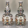 Pair 19th Century Hand-Painted Flower Vases from Rouen