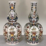 Pair 19th Century Hand-Painted Flower Vases from Rouen