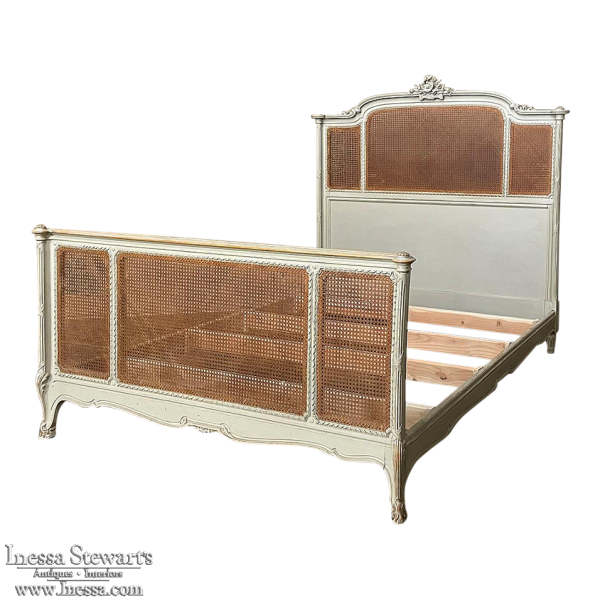 19th Century French Louis XVI Painted Queen Bed