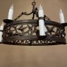 Pair Antique Country French Wrought Iron Chandeliers